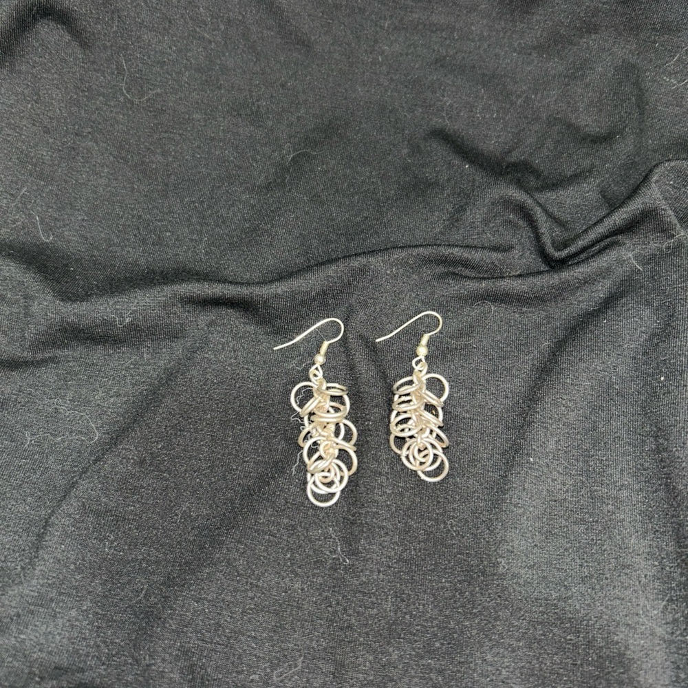 Unlisted Silver Tone Twisted Spiral‎ Earrings
